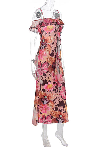 Floral Print Off-Shoulder Casual Dress