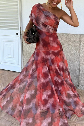 One-Shoulder Flowing Casual Dress