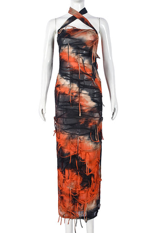 Strapless Tie-Dye Maxi Dress