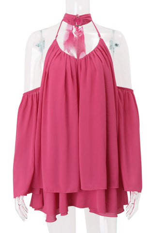 Off-Shoulder Halter Flowing Dress