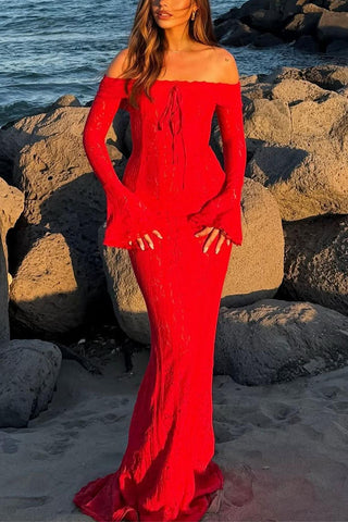 Off-Shoulder Lace Casual Dress