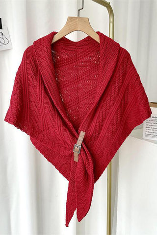 Buckle-Closure Knit Poncho