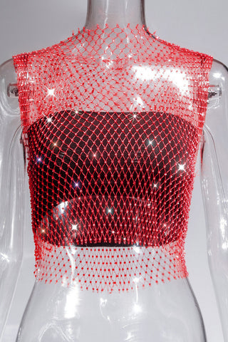Sparkling Rhinestone Mesh Tank Top