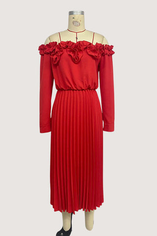 Off-Shoulder Ruffle Midi Dress