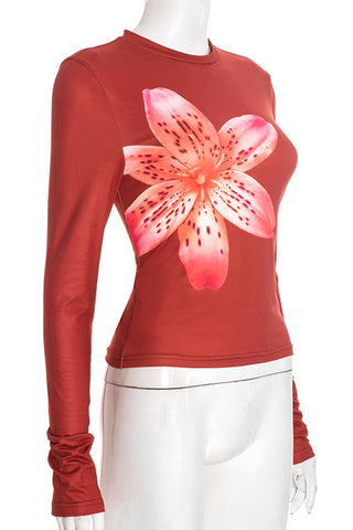 Floral Print Long Sleeve Blouse