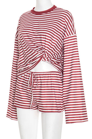 Striped Short Set with Long Sleeves