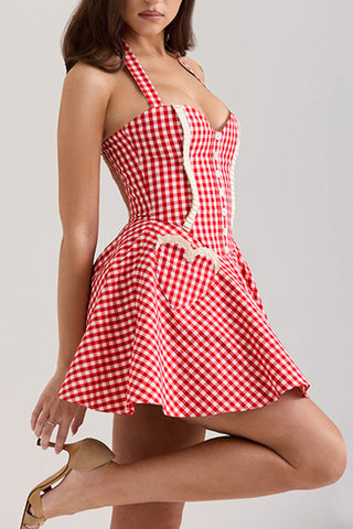 Charming Gingham Halter Sundress