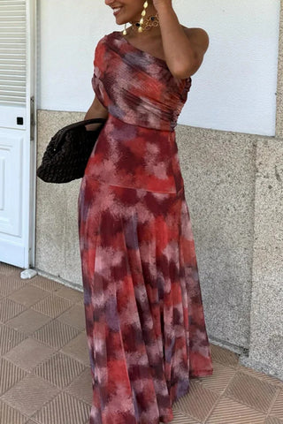 One-Shoulder Flowing Casual Dress