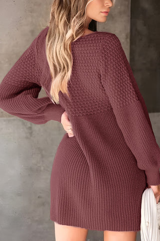 Knit V-Neck Casual Dress
