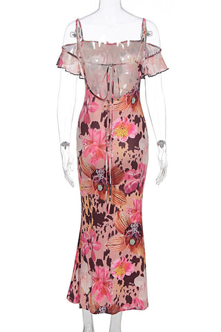 Floral Print Off-Shoulder Casual Dress