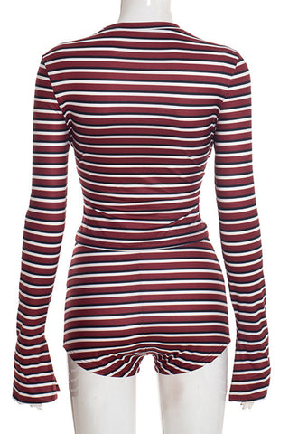 Striped Long-Sleeve Short Set
