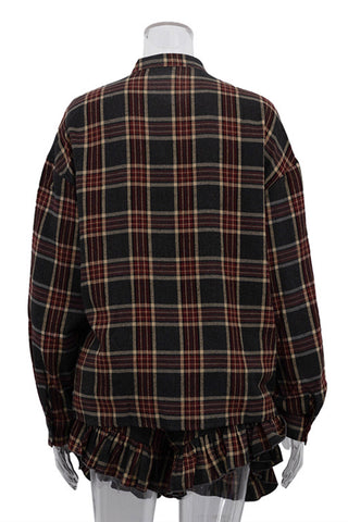 Plaid Button-Up Skirt Set