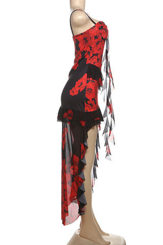 Layered Floral Midi Dress