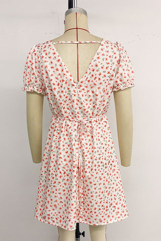V-Neck Floral Casual Dress
