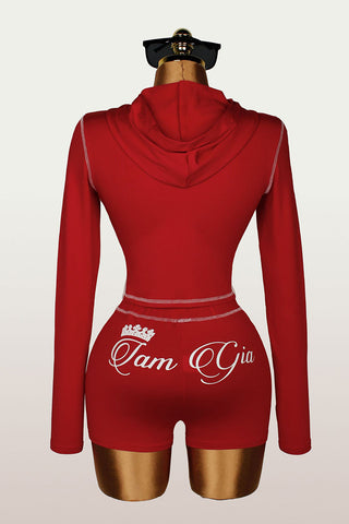 Zip-Up Hoodie and Shorts Set