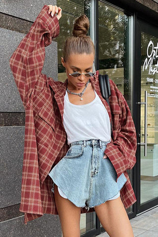 Oversized Plaid Blouse