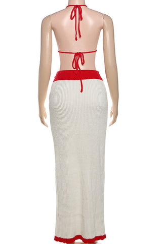 Crochet Trim High-Waist Skirt Set