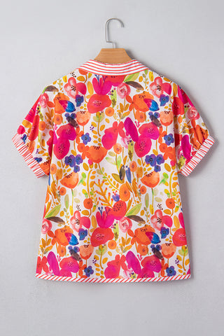 Floral Print Short Sleeve Blouse
