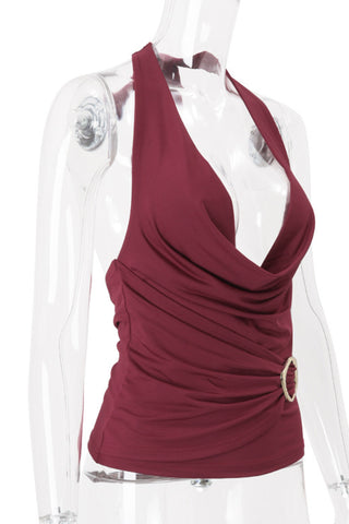 Halter Neck Ruched Camisole Top