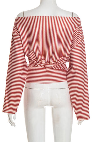 Off-Shoulder Striped Blouse