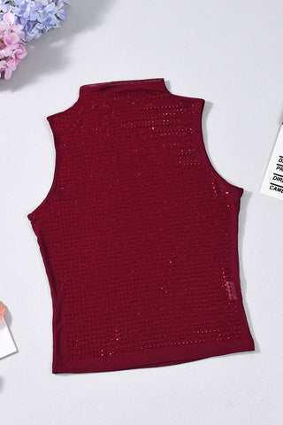 Embellished High-Neck Tank Top