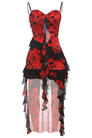 Layered Floral Midi Dress