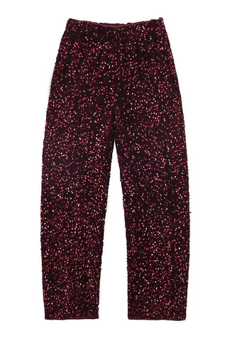 Fur Trim Top & Sequin Pants Set