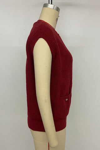 Buttoned Sleeveless Cardigan