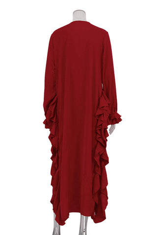 Ruffled V-Neck Casual Dress