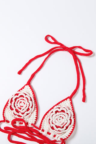 Crochet Trim High-Waist Skirt Set