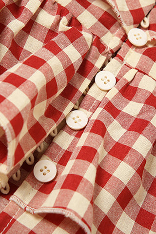 Gingham Ruffle Split Skirt