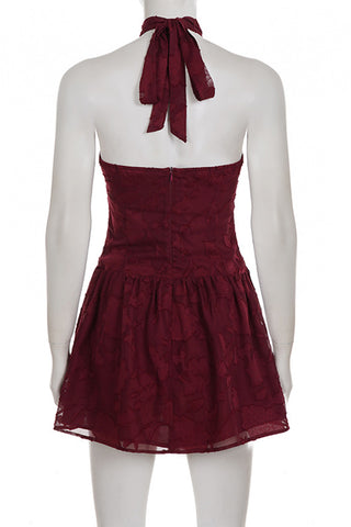 Halter Neck Floral Evening Dress