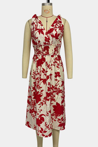 Floral Print Sleeveless Midi Dress
