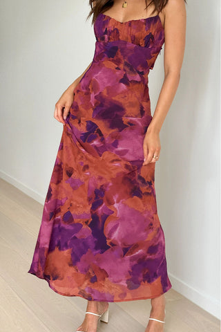 Abstract Print Spaghetti Strap Maxi Dress