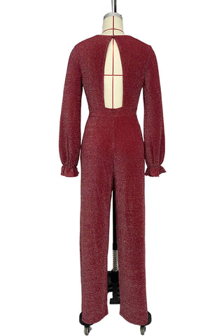 Glittering Long-Sleeve Jumpsuit