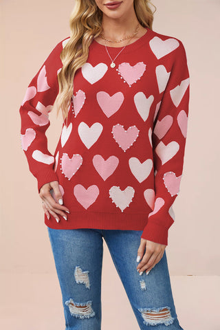 Heart Pattern Knit Sweater