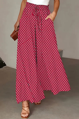 Polka Dot Wide-Leg Casual Pants
