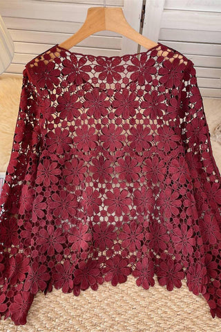 Floral Lace Openwork Sweater
