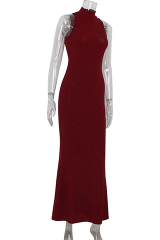 Sleeveless High-Neck Evening Gown
