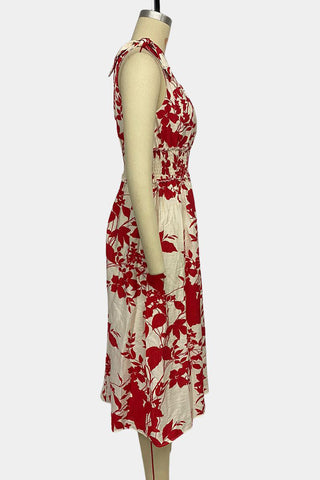 Floral Print Sleeveless Midi Dress