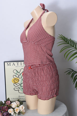 Halter Neck Gingham Casual Set