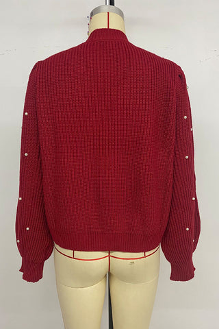 Pearl-Embellished Button Cardigan