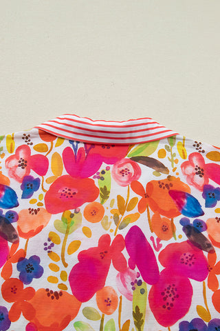 Floral Print Short Sleeve Blouse