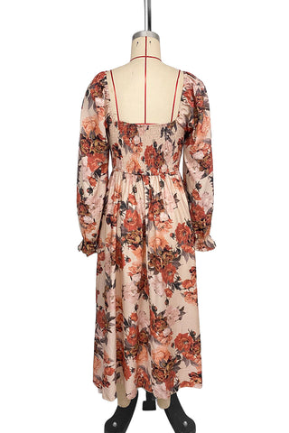 Floral Print Smocked Casual Dress