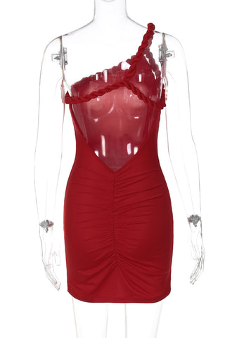 One-Shoulder Twist Casual Mini Dress