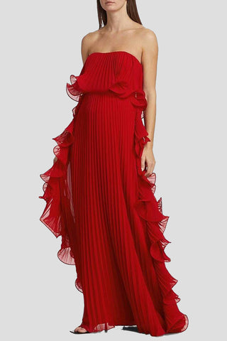 Strapless Ruffle Maxi Dress