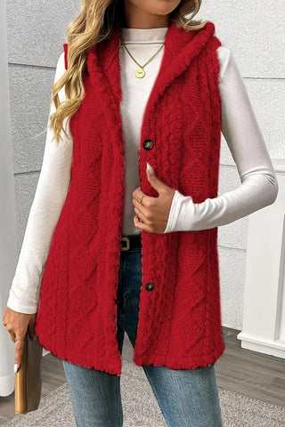 Button-Up Textured Knit Vest