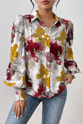 Floral Print Button-Up Blouse