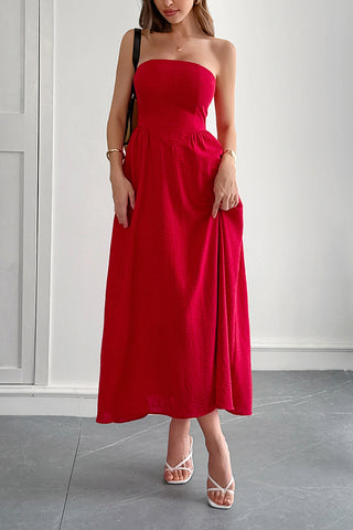 Strapless Midi Casual Dress