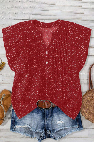 Polka Dot Flutter Sleeve T-Shirt